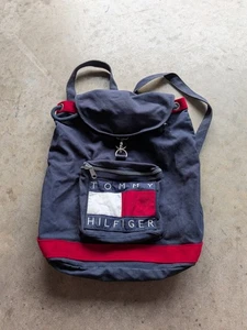 Tommy Hilfiger Big Flag Backpack Logo Embroidered Drawstring Bag Vintage T51 - Picture 1 of 4