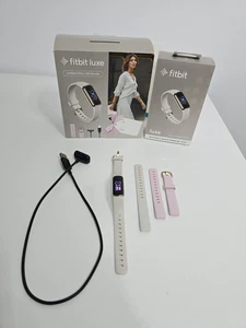 Fitbit Luxe Activity Fitness Tracker Lunar White + Peony Pink Strap & Charger - Picture 1 of 15