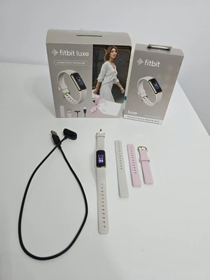 Fitbit Luxe Activity Fitness Tracker Lunar White + Peony Pink Strap & Charger - Image 1 of 4