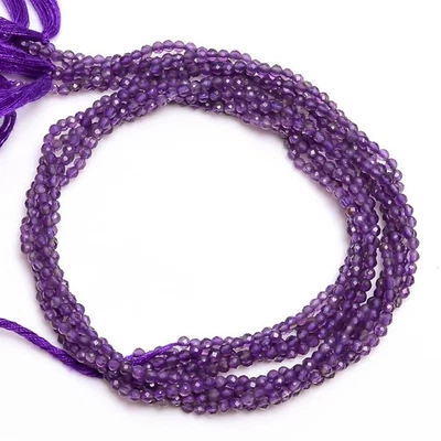 Cuentas micro facetadas redondas de piedras preciosas de amatista 100 % natural hilo de 2,5-3 mm 12,5" 7 Foto 1 de 2