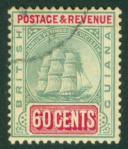 SG 238 British Guiana 1900-03. 60c green & rosine. Very fine used CAT £250 - Picture 1 of 2