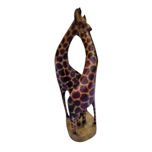Hand Carved Wooden Giraffe Sculpture, Rustic African Home Decor, Giraffe Statue - Picture 1 of 9