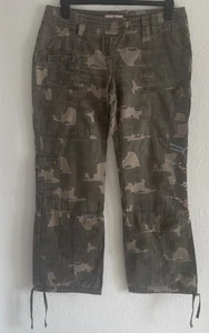 JOE BROWNS - KHAKI CAMO CAMOUFLAGE FLORAL EMBROIDERED CARGO PANTS TROUSERS - 14 - Picture 1 of 12