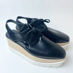 Stella McCartney Black Elyse Slingback Leather Shoes Size 6.5 - Picture 1 of 12