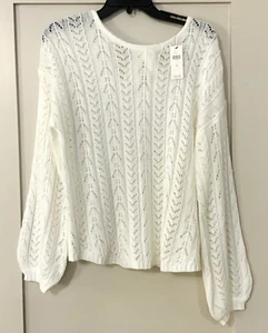 NWT Anthropologie Bishop + Young Knit Tie Back Sweater Ivory SZ M $128 Free Ship - Bild 1 von 6