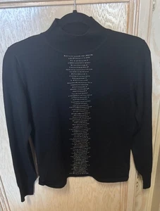 Brodiaea Damen Schwarz Pullover Pulli Stehkragen 100% Wolle Bedazzled Langarm - Bild 1 von 12