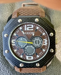 New AXIOM Citizen Diver Wrist Watch Black 50 M Water Resistant Brown Band - Picture 1 of 7