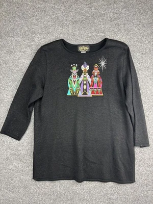 Suéter Bob Mackie Mujer Grande Tres Magos Hombres Vacaciones Metálico Pullover Arte Foto 1 de 4