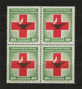 Chile 1944 Sc# 238 Red Cross and Lamp of Life block 4 MNH - Picture 1 of 1