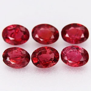 Lote de 6 piezas de espinela roja natural ovalada de 1,16 quilates 4x3 mm sin tratar, piedras preciosas de Tanzania - Imagen 1 de 4