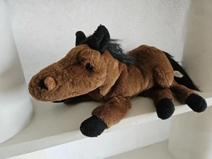Juguete de peluche de 12" marrón + negro Commonwealth caballo acostado - Imagen 1 de 17