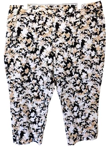 Coldwater Creek Damen Crop Capri Hose Schwarz Hellbraun Gr. 20 Natural Fit Floral - Bild 1 von 6
