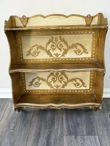 Italian Florentine Wood Wall Shelf Gilded Gold Guilt Vintage Handcrafted Italy - Picture 1 of 13