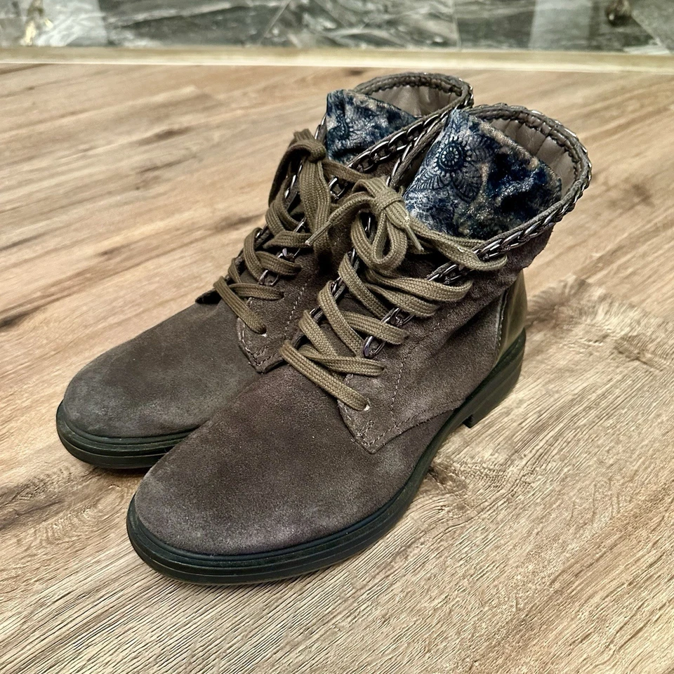 Botas de cuero de gamuza Chelsea Miz Mooz talla 39 gris azul cadena de terciopelo EE. UU. talla 8,5-9 Foto 1 de 4