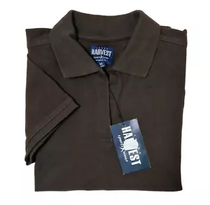 JAMES HARVEST Womens Buttonless American Polo Shirt Brown 100% Cotton NWT Size M - Picture 1 of 13
