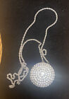 Silver Tone Clear Rhinestone Signed Park Lane Bling Bling Ball Necklace 29”