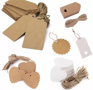 100PCS Christmas Kraft Paper Gift Tags Price Wedding Scallop Label Blank Luggage - Picture 1 of 18