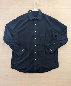 Croft & Barrow Mens Button Up Shirt Black Size 17.5 Classic Fit Long Sleeve Flaw