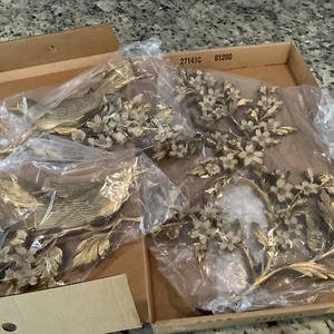 Vintage 60’ Syroco Gold Bird Wall Plaques Dogwood Branch MCM Made In USA New - Picture 1 of 4