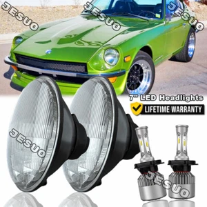 PAIR 7" inch Round LED Headlights High/Low Beam For Datsun 240Z/260Z/280Z/280ZX - Picture 1 of 17