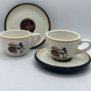 Vintage Paar Retro Disney Motiv Vergünstigungen Mickey Mouse Kaffee Espresso Tasse Untertasse Set - Bild 1 von 8