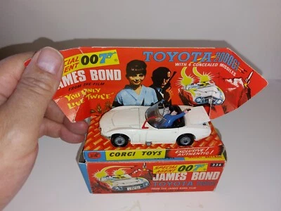 CORGI #336 JAMES BOND TOYOTA 2000GT 1967 YOU ONLY LIVE TWICE ALL ORIGINAL w flag - Image 1 of 4