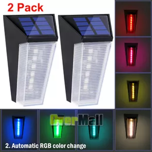 2PK LED Solar Wall Light Outdoor Garden Yard Door Fence Deck Security Lamp Decor - Picture 1 of 47