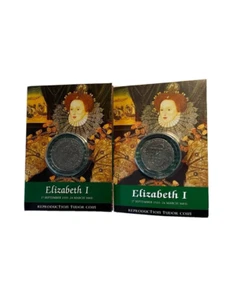 Reproduction Set Of 2 Elizabeth I Tudor Coins Testern And Sixpence - Picture 1 of 2
