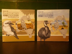 2012 Australian Map 1 oz Silver Kookaburra and Emu pair - Picture 1 of 2