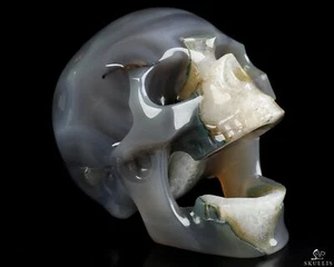 5.2" Agate Hand Carved Crystal Laughing Skull Sculpture, Crystal Healing - Picture 1 of 8
