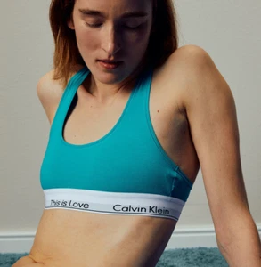 Calvin Klein Pride Cotton This Is Love Unlined Bralette, Island Turquoi, XS - Picture 1 of 2