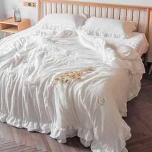 Summer Soft Breathable Washed Cotton Quilt Comforter Flowers Print Throw Duvet - Picture 1 of 18