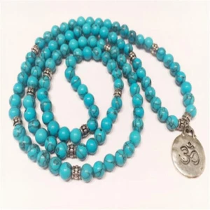 8mm Turquoise Gemstone Mala Bracelet 108 Beads Chain Meditation - Bild 1 von 3