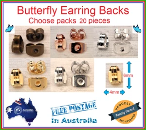 20x Earring Backs Backings Butterfly Stops Hypoallergenic Metal Scroll 5 Colours - Picture 1 of 18