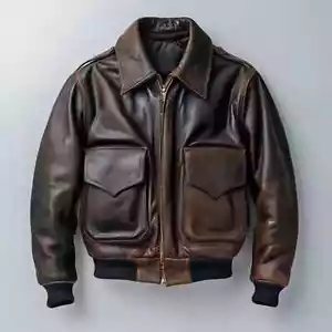 Men’s A2 Aviator 100% Genuine Real Sheepskin Leather Bomber Jacket - Picture 1 of 3