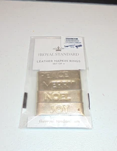 Paquete de 4 servilleteros navideños de cuero dorado - Imagen 1 de 3