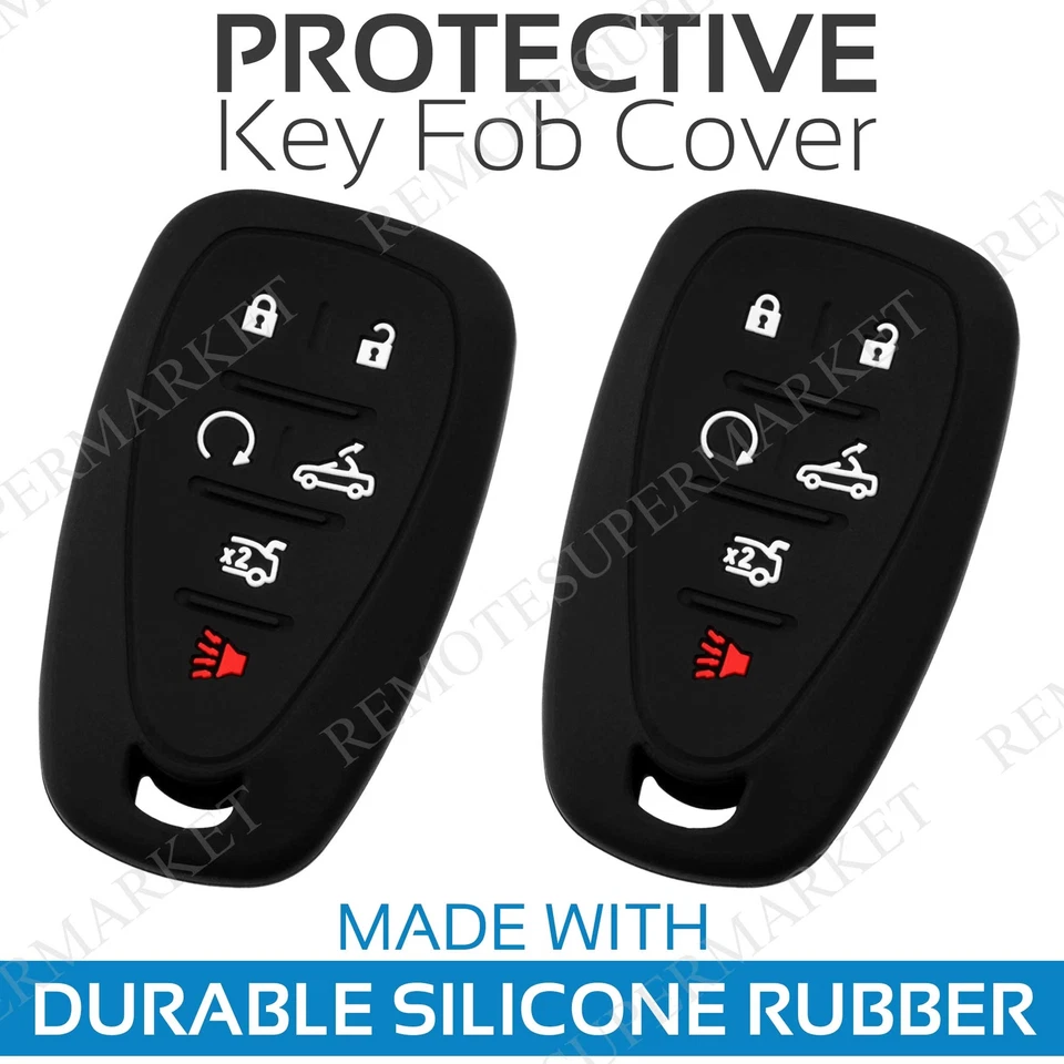 2 Key Fob Cover for 2016-2019 Chevrolet Camaro Remote Case Rubber Skin Jacket - Imagem 1 de 1