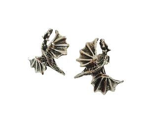 Dragon Sterling Silver 925 Flying Kite Medieval Silver Stud Earrings - Picture 1 of 6