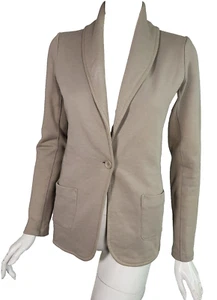 JAMES PERSE Beige French Terry Baumwolle Schalkragen Strick Blazer Gr. 2 US M - Bild 1 von 3