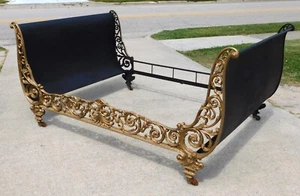 Unusual Cast Iron and Tin Victorian Sleigh  Daybed 19th Century - Picture 1 of 13