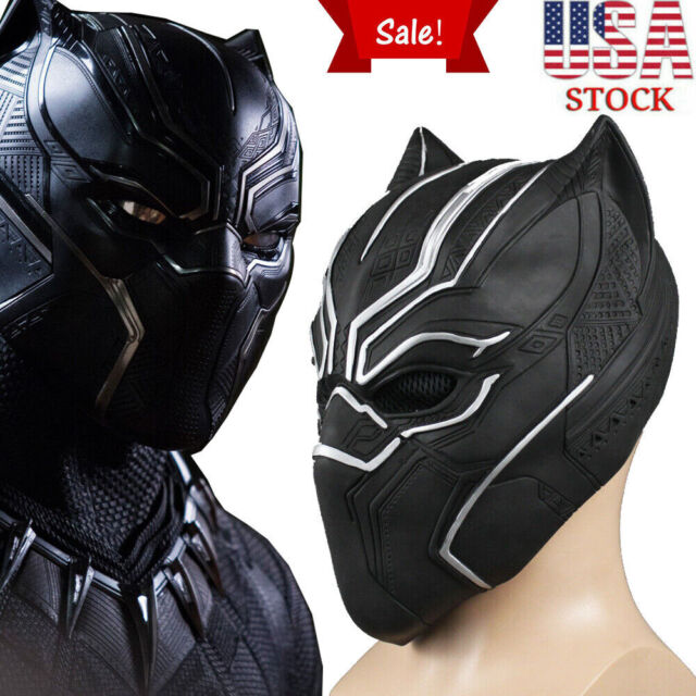 Black Panther Latex Superhero Mask Cosplay Helmet Full Face Mask Halloween  – Trippy Lights