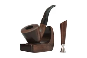 Set Sherlock Holmes Form Rauchtabak Holzpfeife mit Stampfer und Ständer KAF - Bild 1 von 5