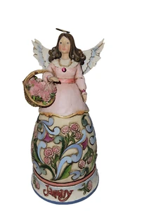 Figura de ángel de enero Jim Shore 6" piedra granate 2008 Heartwood Creek #4012550 - Imagen 1 de 6