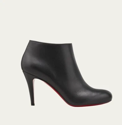 $1195 Christian Louboutin Belle Black Leather Heeled Ankle Boots Sz 9.5 EU 39.5 - Image 1 of 4