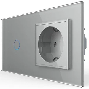 Interruttore luce design LIVOLO interruttore a parete vetro presa touch grigio - Foto 1 di 13