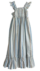Haute Hippie Size 7 Kids Girls Maxi Dress Sleeveless Multi Stripe Metallic Lined - Picture 1 of 7