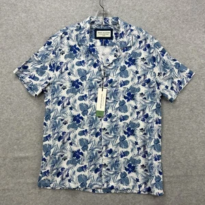 Report Collection Shirt Men Medium Blue Floral Hawaiian Tropical Sustainable NEW - Picture 1 of 8