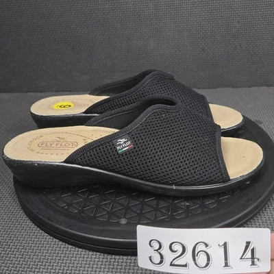 Sandalias Fly Flot para mujer talla 40 negras malla cuña deslizable cómodas hechas en Italia Foto 1 de 4