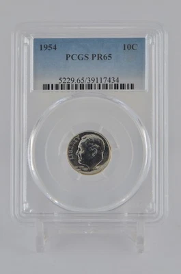 PR65 1954 PCGS GRADED PROOF SILVER ROOSEVELT DIME UNC. EXACT COIN #434 - Image 1 of 4