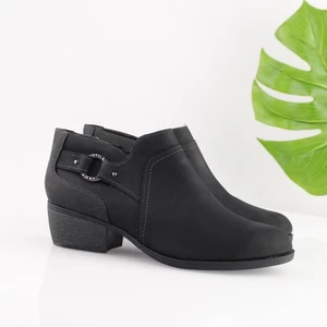 Clarks Charlten Grace Damenstiefel Größe 8 M schwarz fettiges Leder niedriger Absatz Bootie - Bild 1 von 14